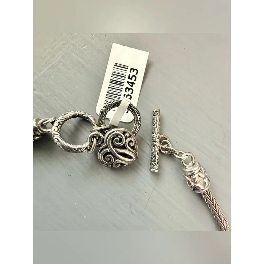 925 Sterling Silver Bali Style Toggle Bracelet NEW